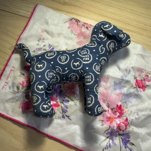 Vintage Victoria's Secret PINK Navy Bandana Print Stuffed Dog Plush - Picture 1 of 6